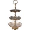 Clayre & Eef 66426 raft cu 3 etaje Ø 18x35 cm bej-aur fier