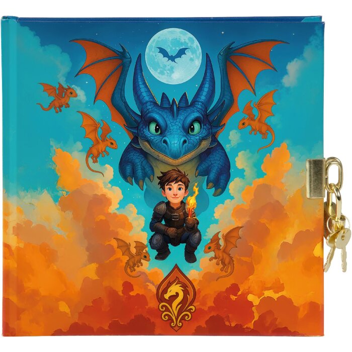 Notă Goldbuch Drachenfreund 16x16 cm, albă, cu fermoar