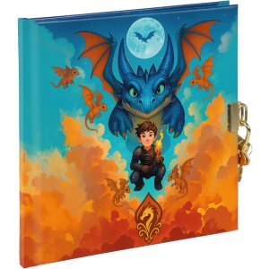 Notă Goldbuch Drachenfreund 16x16 cm, albă, cu fermoar