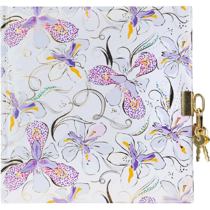 Agendă Goldbuch Orchid Mood White 16x16 cm cu imprimeu aur și mecanism de închidere