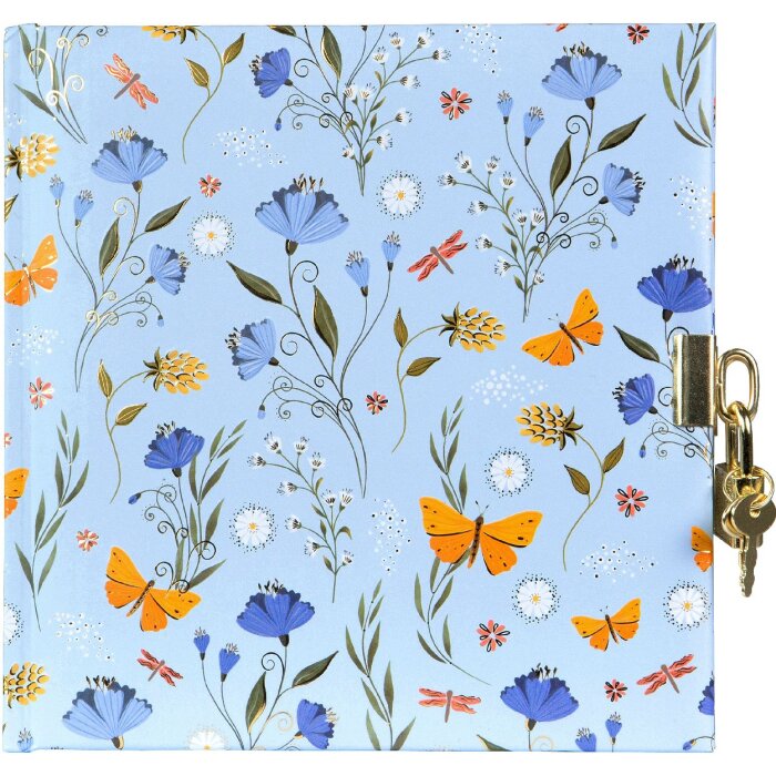 Caiet Goldbuch Secret Garden Blue 16,5 x 16,5 cm, 96 pagini, imprimeu auriu