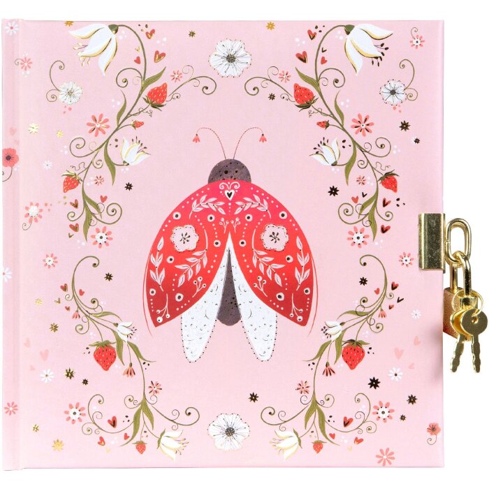 Jurnal Secret Garden cu ornamente de insecte, 16,5x16,5 cm, aur