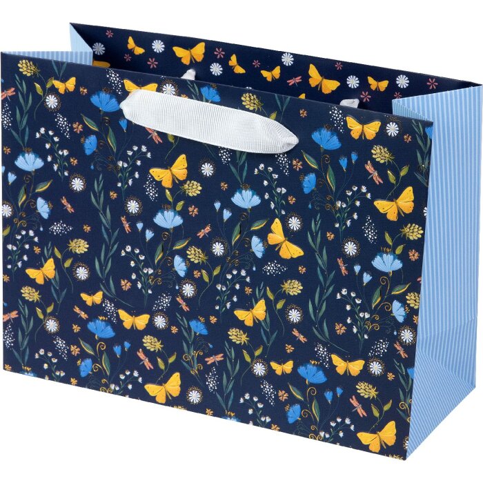 Șachetă de cadou Secret Garden night blue, 18x10 cm, hârtie artistică cu prăjitură aurie