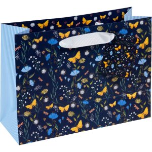 Șachetă de cadou Secret Garden night blue, 18x10 cm, hârtie artistică cu prăjitură aurie