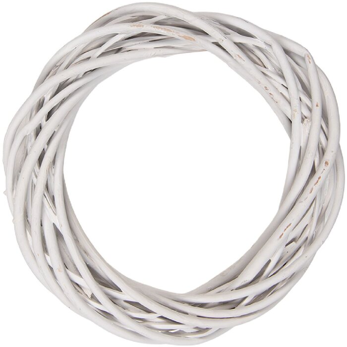 Clayre & Eef Deko Kranz Rattan Weiß Ø 20x4 cm natur für Tisch Wand Fenster Deko