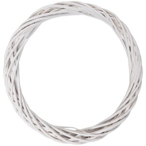 Clayre & Eef 6RO0603LW Weihnachtskranz aus Rattan weiß Ø 40 cm