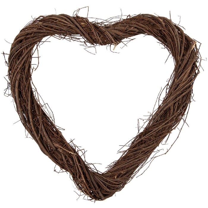 Coroană în formă de inimă din rattan Clayre & Eef, 40x40x4 cm, maro