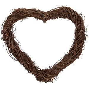 Coroană decorativă în formă de inimă din ratan maro...