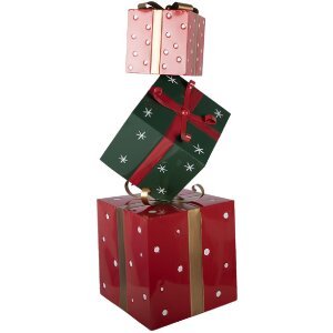 Clayre & Eef 5Y1400 Geschenkstapel Dekoration Metall Weihnachten 90 cm