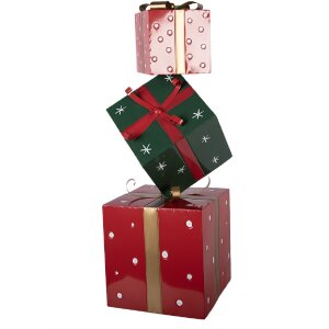 Clayre & Eef 5Y1400 Geschenkstapel Dekoration Metall Weihnachten 90 cm