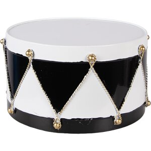 Clayre & Eef 6Y5989 Dekoration Trommel Set 2 Weiß Schwarz Ø37x26 / Ø32x17 cm