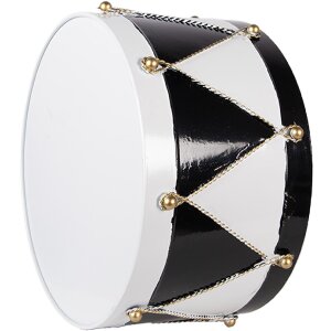 Clayre & Eef 6Y5989 Dekoration Trommel Set 2 Weiß Schwarz Ø37x26 / Ø32x17 cm