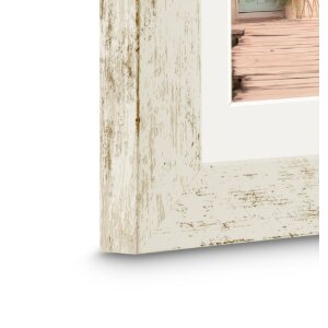 Rama foto Cottage alb deschis 10x15 cm, stil Shabby, cu passepartout premium și sticlă Reflex