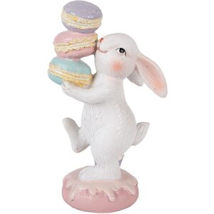 Iepure decorativ Clayre & Eef alb roz 8x6x14 cm