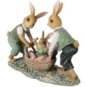 Decorativă pisică Clayre & Eef, maro-verde, 17x7x14 cm