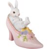 Iepure în pantof Clayre & Eef, decorativ alb roz, 13x5x12 cm