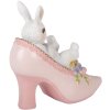 Iepure în pantof Clayre & Eef, decorativ alb roz, 13x5x12 cm