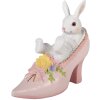 Iepure în pantof Clayre & Eef, decorativ alb roz, 13x5x12 cm