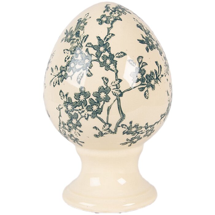 Decorativ ceramic ou pe picior galben-verde Ø 9x14 cm