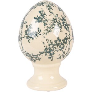 Decorativ ceramic ou pe picior galben-verde Ø 9x14 cm