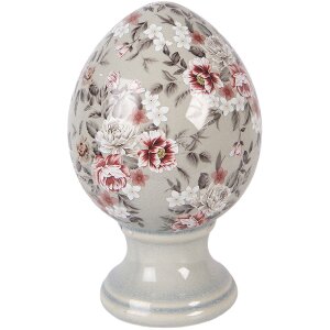 Ou decorativ pe picior Clayre & Eef, gri/rosu,...