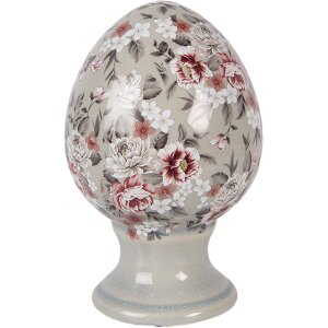 Ou decorativ din ceramică Clayre & Eef, gri-rosu,...