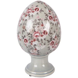 Decor ceramică „Oul pe picior” gri-rosu...