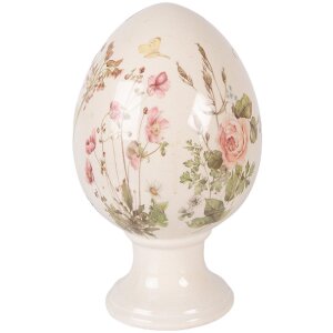 Decorativă cu ou pe picior bej-rosu Ø 17x28 cm...