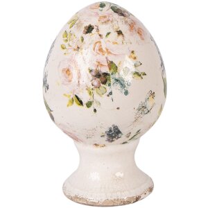 Decorativ ceramică ou pe picior bej-roz Ø 9x14 cm