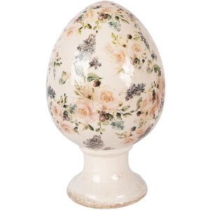 Ouă ceramică pe picior Clayre & Eef, bej-rosie,...