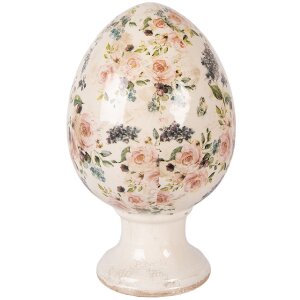 Ouă ceramică pe picior Clayre & Eef, bej-rosie,...