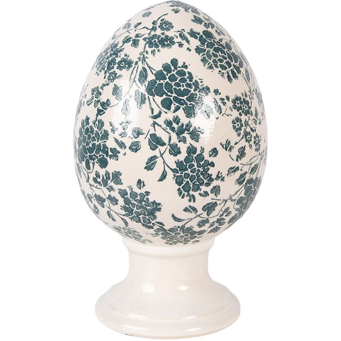 Ovidă decorativă pe picior Bej-Green Ø15x24 cm