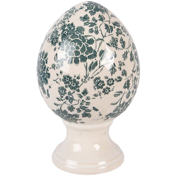 Decor ou pe picior Clayre & Eef Ø 12x19 cm, bej cu accente verzi