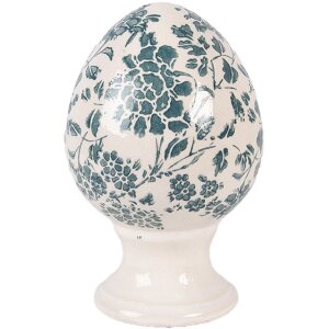 Ouă ceramică pe picior, bej-verde, Ø 9x14 cm,...