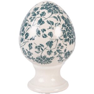 Ouă ceramică pe picior, bej-verde, Ø 9x14 cm,...