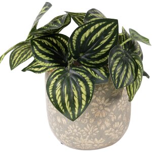 Vază florală Clayre & Eef, gri-bej, Ø 14x13 cm, ceramică robustă