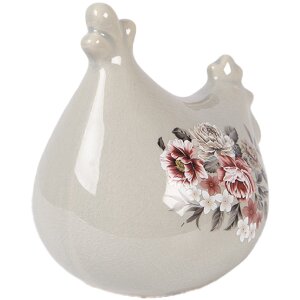 Decorativă ceramica în formă de păsăre gri-roz, 12x11x13 cm
