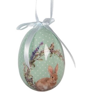 Set de 9 hângere decorative în formă de ou, verde și roz, Clayre & Eef