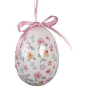 Set de 9 decoratiuni suspendate în formă de ouă, alb și roz, Ø 5x8 cm