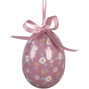 Set de 9 decoratiuni suspendate în formă de ouă, alb și roz, Ø 5x8 cm