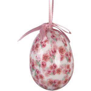 Set de 9 hângătoare decorative în formă de ou, alb și roz, Ø 5x8 cm