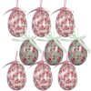 Set de 9 hângătoare decorative în formă de ou, alb și roz, Ø 5x8 cm