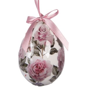 Set de 6 hânguri decorative în formă de ou, Clayre & Eef, alb și roz