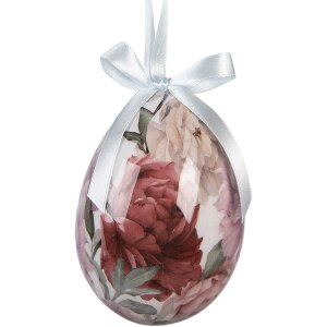 Set de 6 hânguri decorative în formă de ou, Clayre & Eef, alb și roz