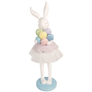 Decorativă pisică Clayre & Eef alb-violet 18x17x54 cm