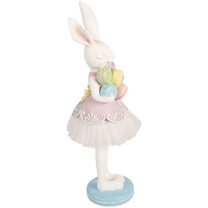 Decorativă pisică Clayre & Eef alb-violet 18x17x54 cm