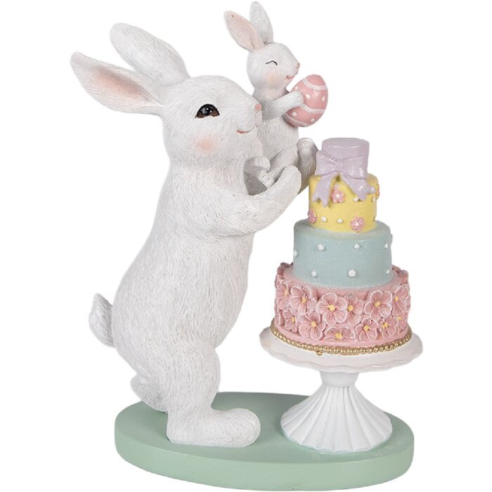 Figurină de leu albă Clayre & Eef, 21x10x27 cm, decor modern minimalist