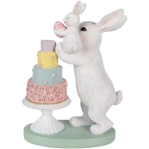 Figurină de leu albă Clayre & Eef, 21x10x27 cm, decor modern minimalist