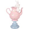 Cană de ceai cu iepure, roz și alb, 22x14x35 cm