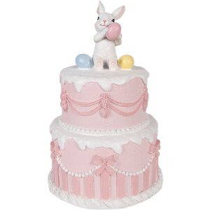 Decoratie tort Clayre & Eef alb roz Ø 18x28 cm